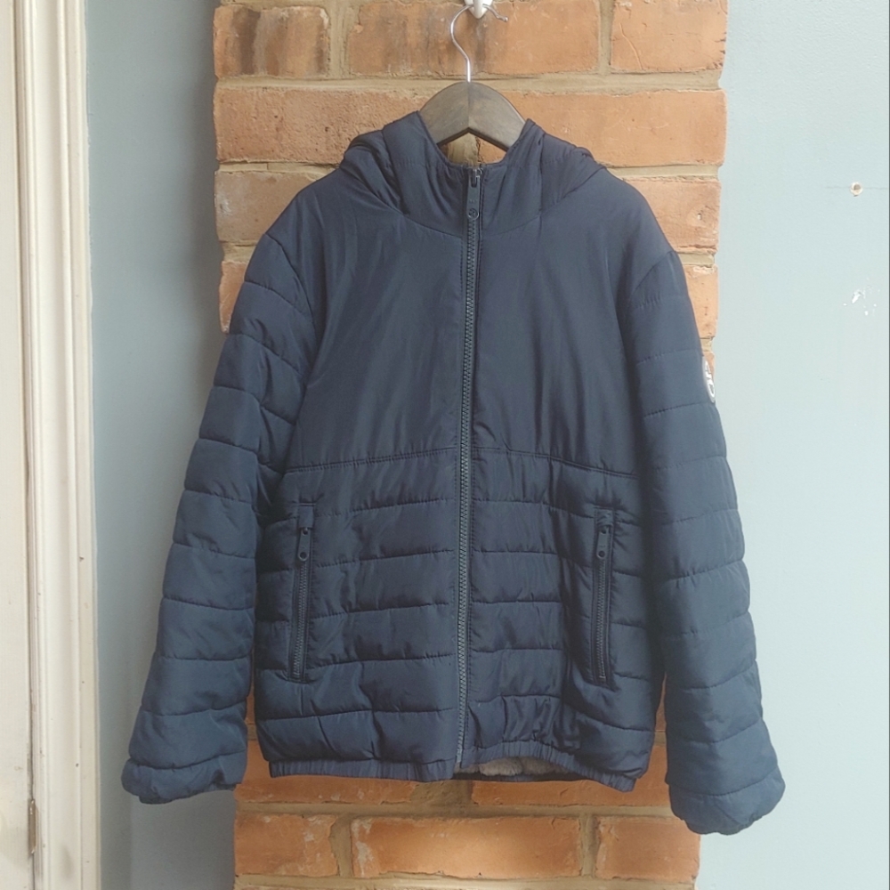 Abercrombie & Fitch Cozy Sherpa Lined Puffer Jacket In Blue Youth Size 7/8